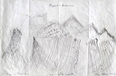 Dessin d'étude de la gravure.